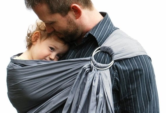 father and baby in ring sling